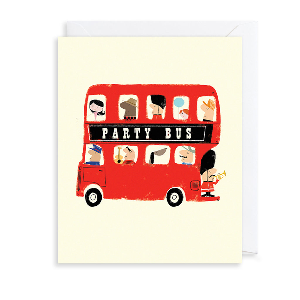 Party Bus Greetings Card The Art File