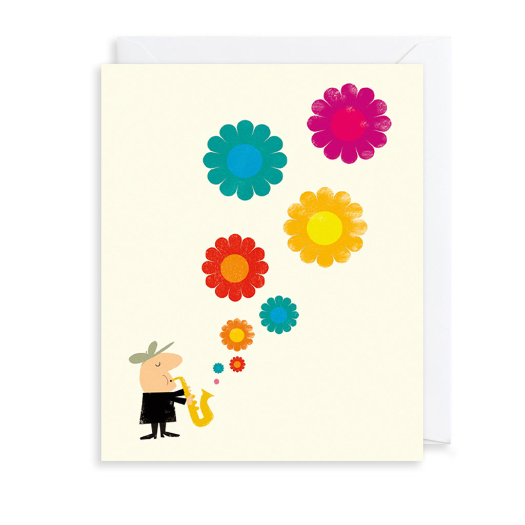 Saxophone Flowers Greetings Card The Art File