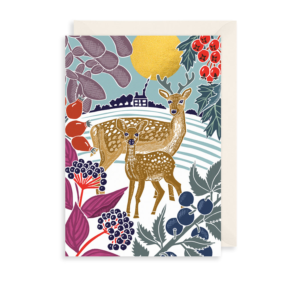 Snowy Deer Christmas Card The Art File