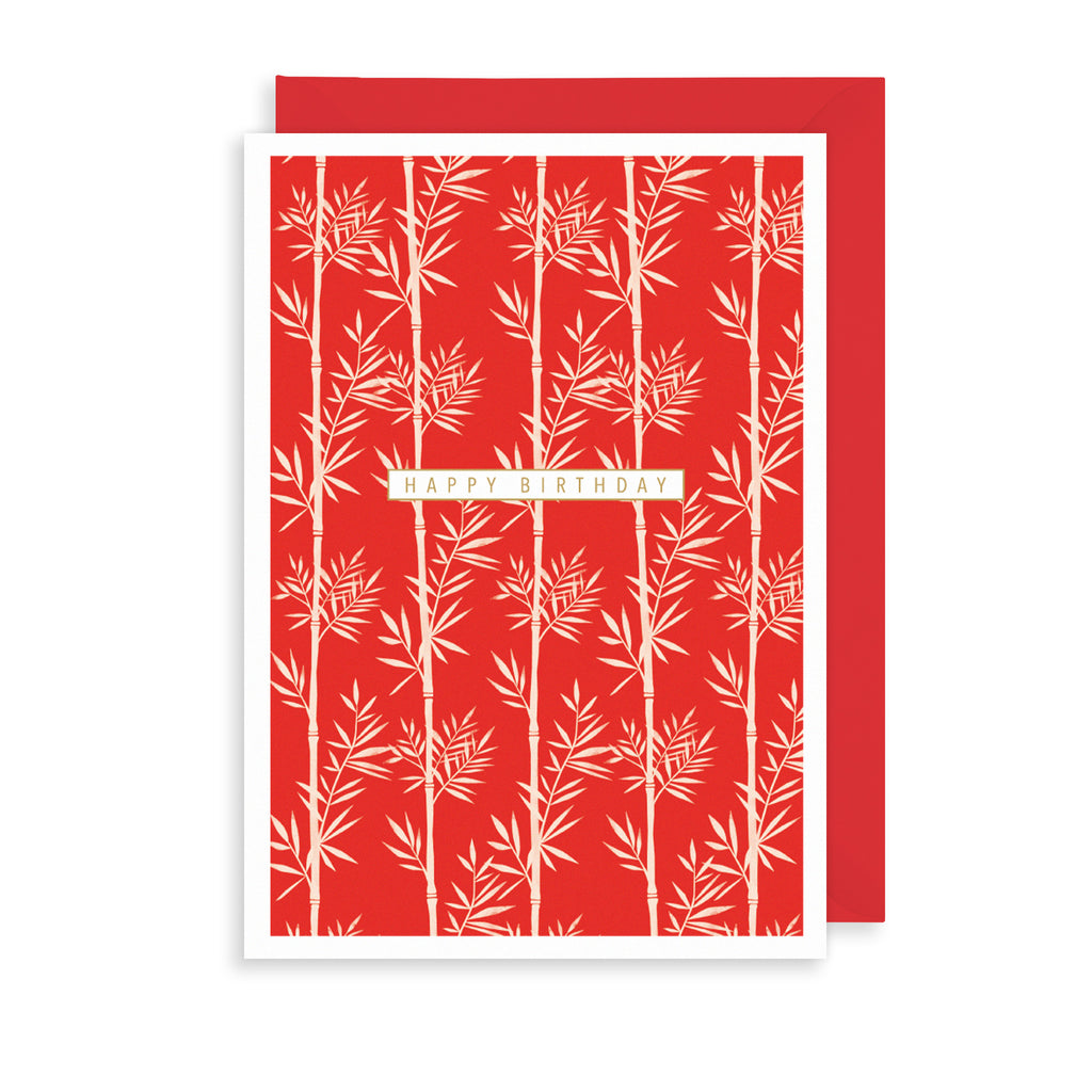 Red Bamboo Greetings Card The Art File