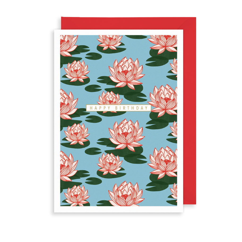 Red Lotus Greetings Card The Art File